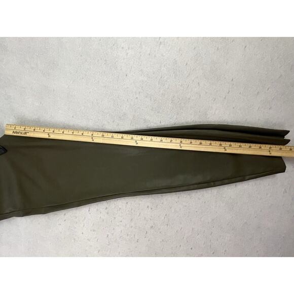 Zara Faux Leather Pants Womens Size Medium Olive Green Hi Rise Ankle Zip Legging - Picture 7 of 12